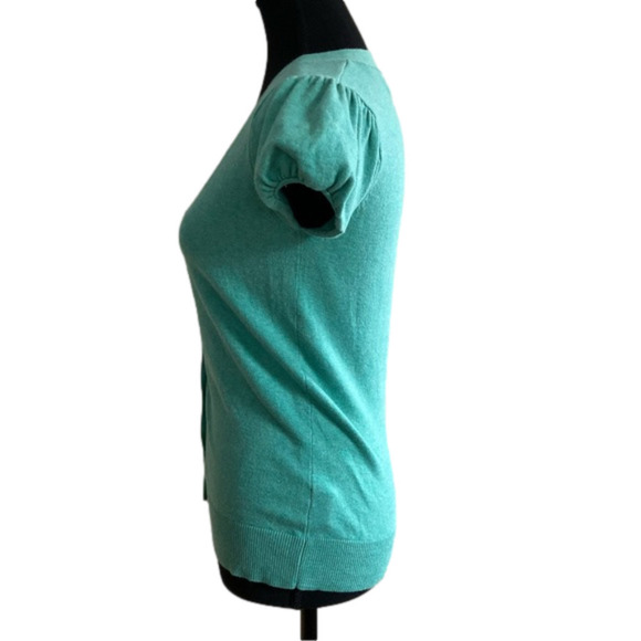 KERSH green stretch cotton short sleeve cardigan. Size M (fits S) - Picture 2 of 10